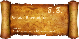 Benda Bernadett névjegykártya